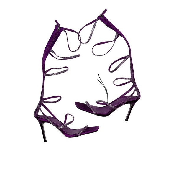 Zara Purple‎ Gladiator Heeled Sandals with Rhinestones - Picture 2 of 7